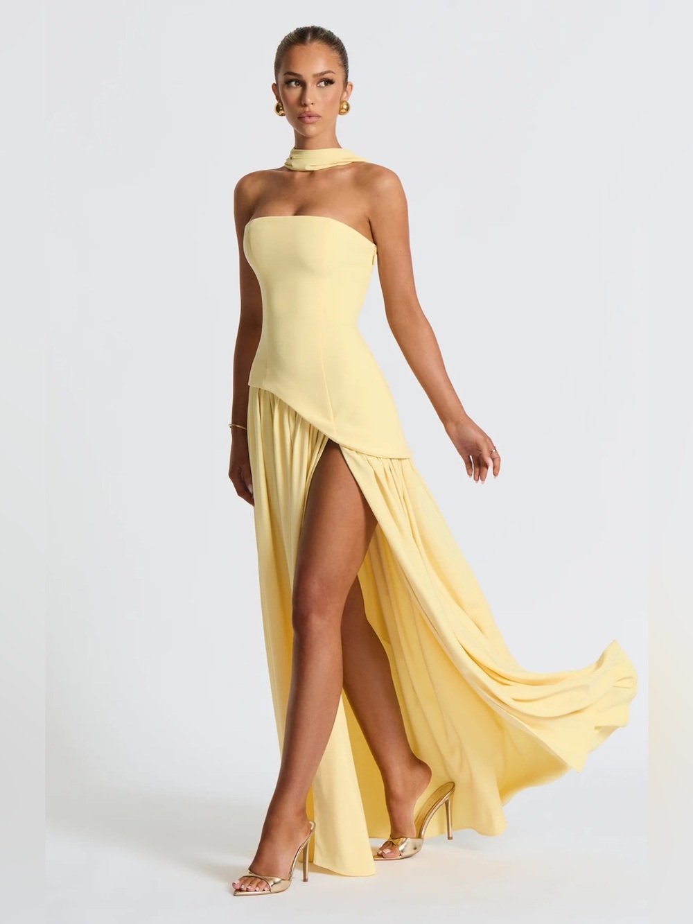 New BabyBoo Women MALIYAH MAXI DRESS LEMON Size Medium - Picture 3 of 16